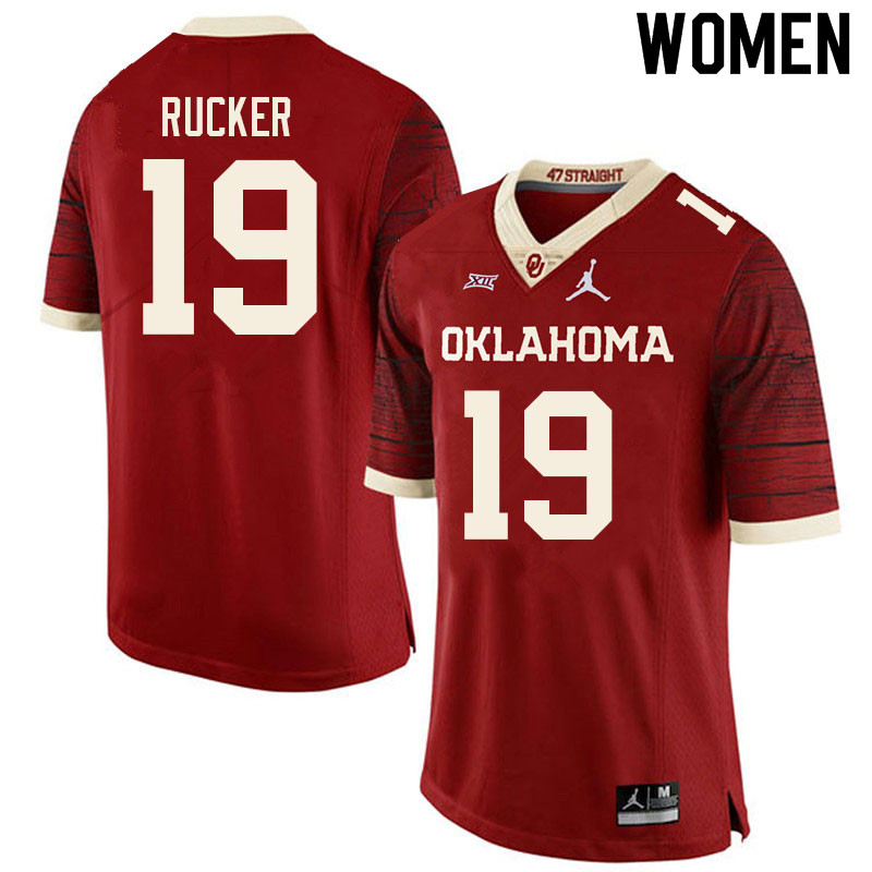 Women #19 Ralph Rucker Oklahoma Sooners College Football Jerseys Sale-Retro - Click Image to Close